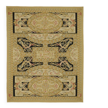 Handmade European Vintage Aubusson Kilim 273 cm x 337 cm