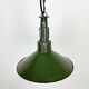 Industrial green enamel military pendant lamp with cast aluminium top, 1960s