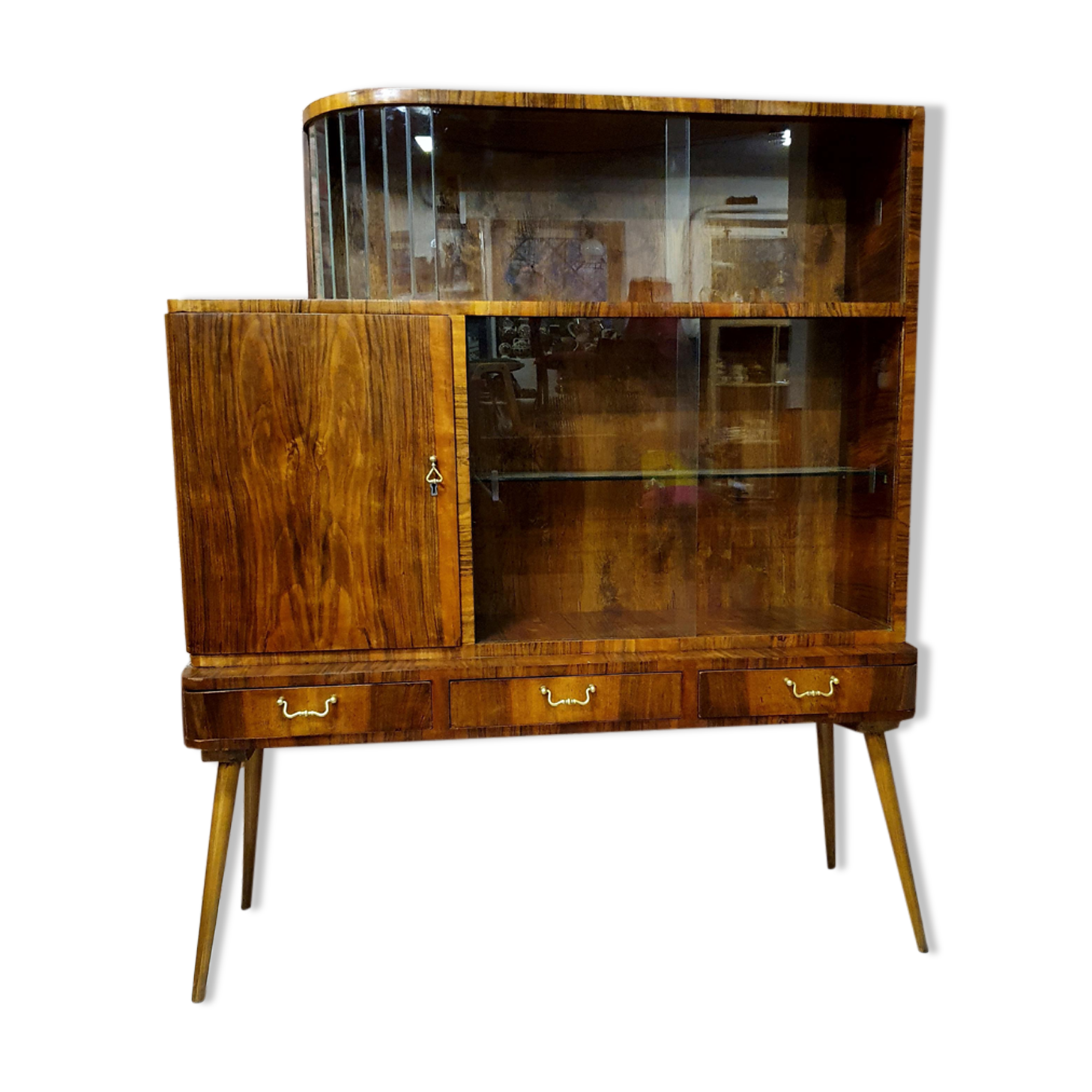 Unique art deco cabinet with drawers. Poland 1950s