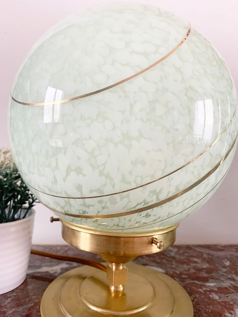 Old globe table lamp in Clichy glass