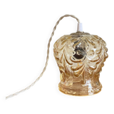 Lampe suspension baladeuse globe ancien en verre doré griffe de suspension en laiton LAMP-7385