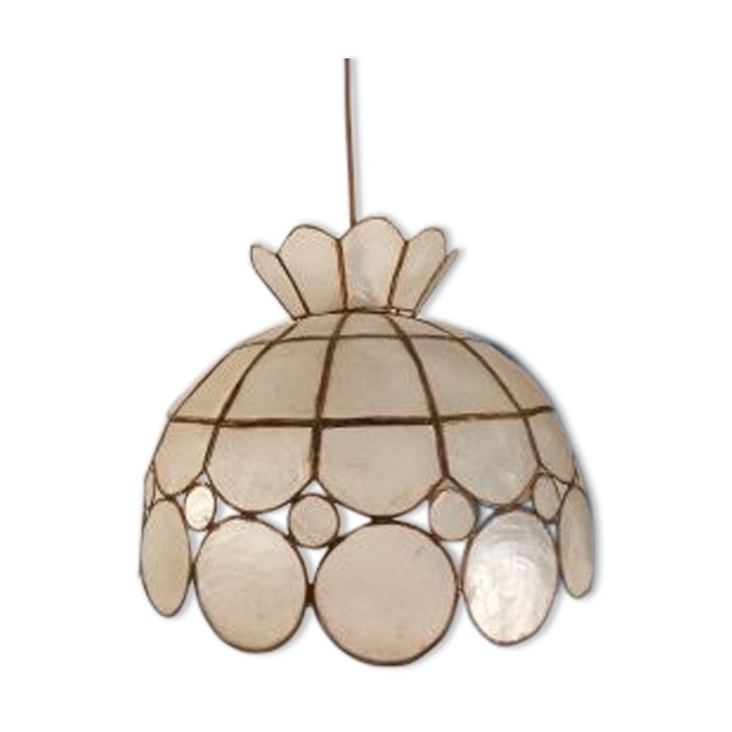 Hanging lamp blind day mother-of-pearl and vintage brass