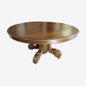 Pedestal dining table in solid walnut end XIX