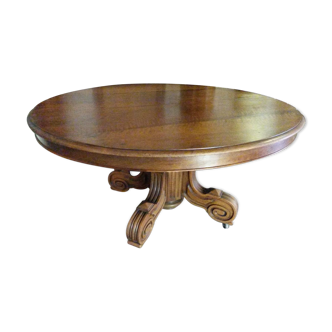 Pedestal dining table in solid walnut end XIX