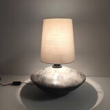 Postmodern Handmade Grey Raku Ceramic Table Lamp, Signed, Italy