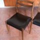 Set of 4 wooden and black faux leather chairs, Scandinavian style, wooden chair