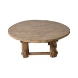 Xianping - Antique round coffee table in solid elm no. 2