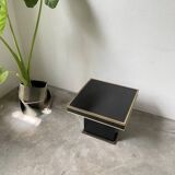Table basse console appoint en laque noire et laiton