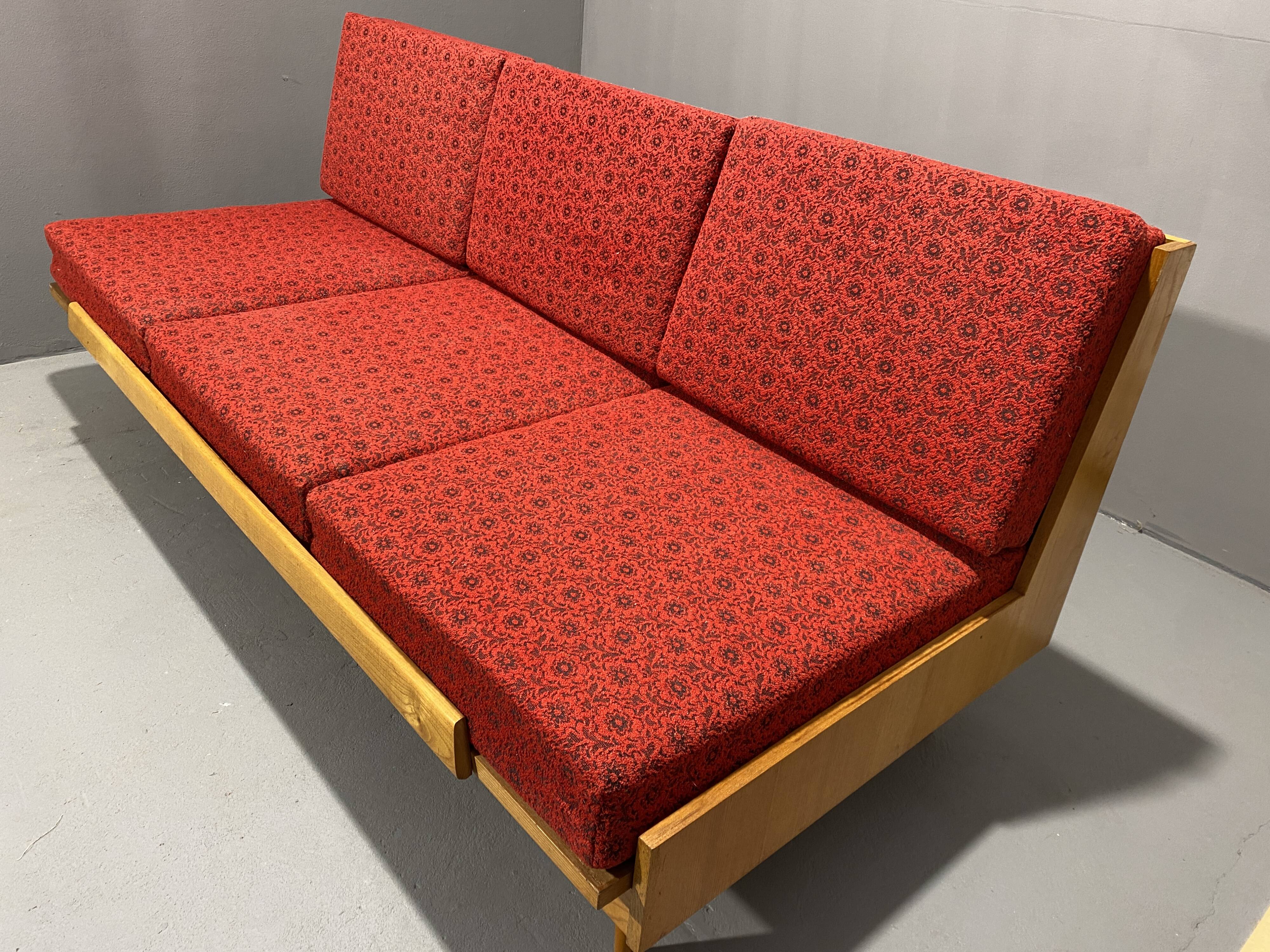 Mid-century folding sofa bed by Drevotvar, 1970s, Czechoslovakia