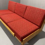 Mid-century folding sofa bed by Drevotvar, 1970s, Czechoslovakia