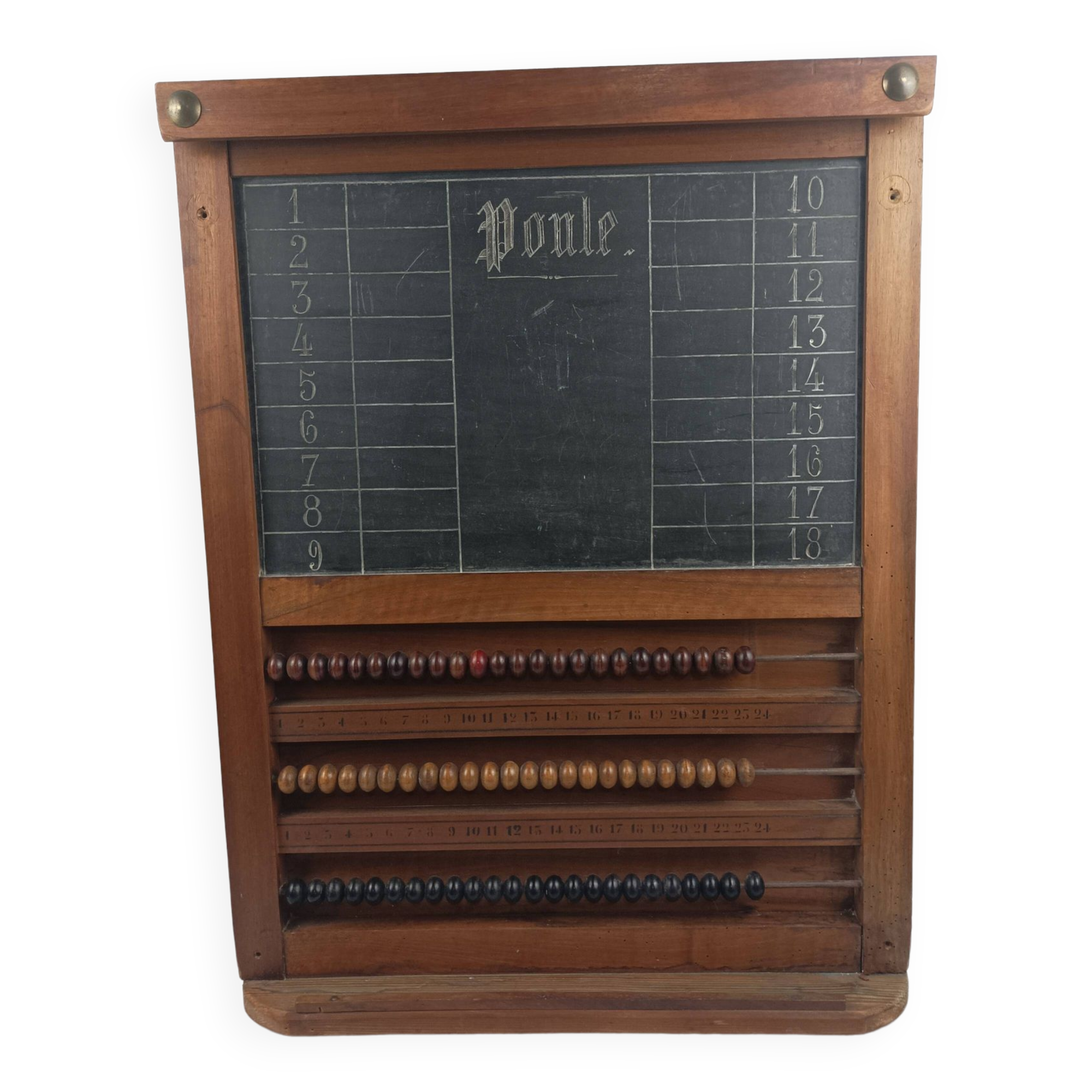 Old billiard abacus with branded slate