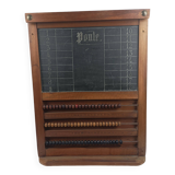 Old billiard abacus with branded slate