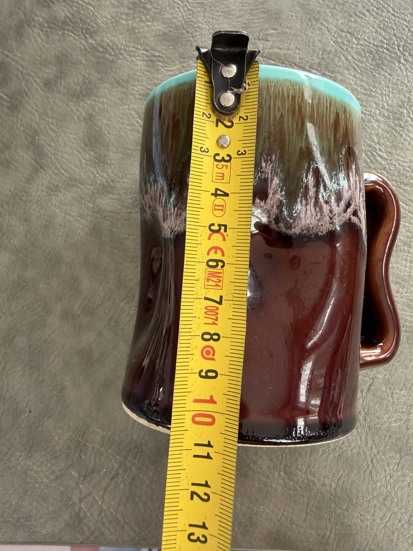 Vintage Vallauris cup blue green brown lava