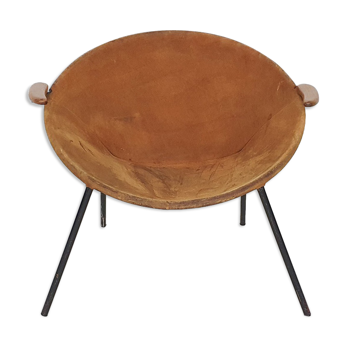 Hans Olsen suede "Balloon"chair for Lea design, Denmark 1950's