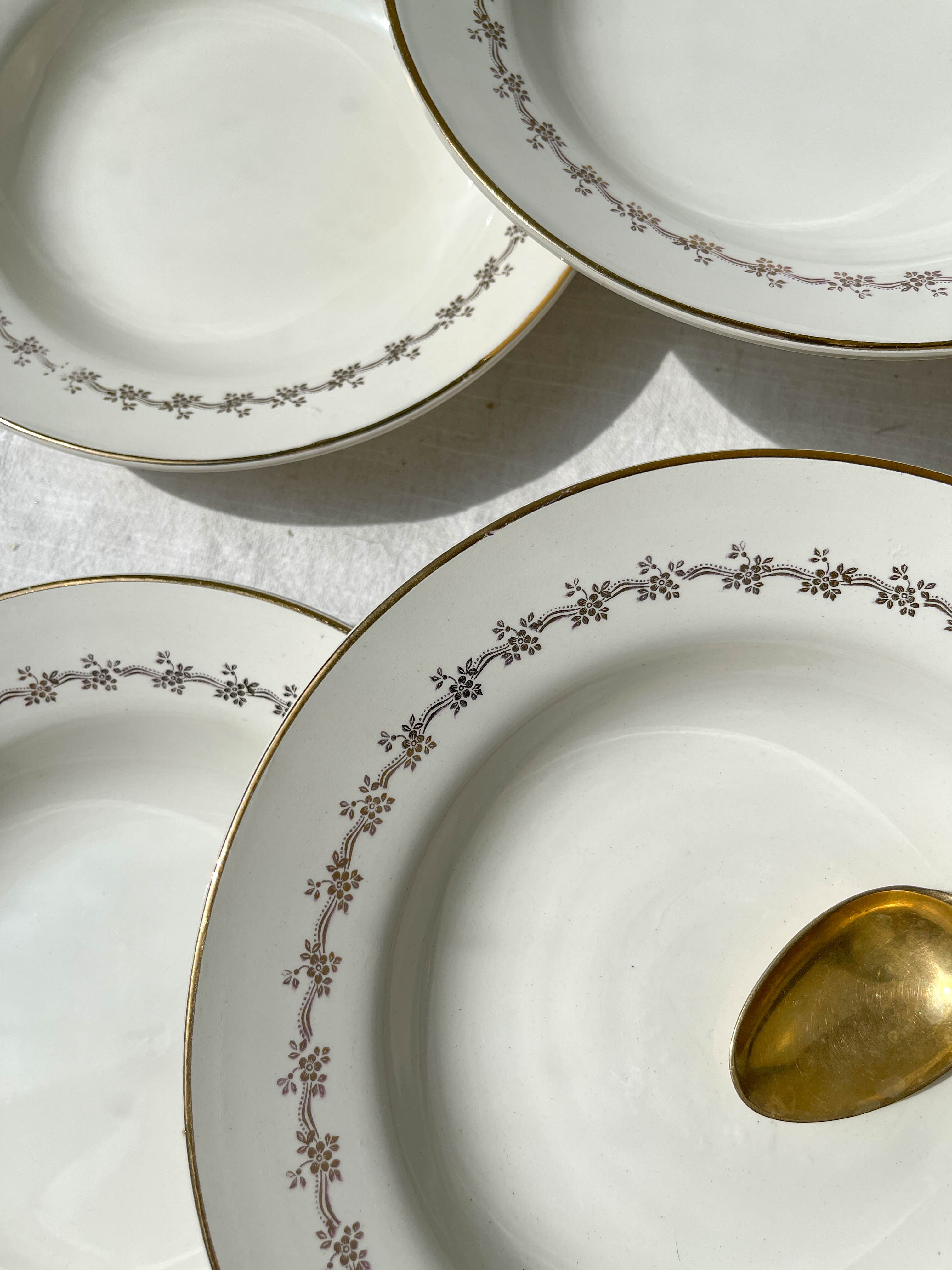 6 opaque porcelain soup plates from Digoin, "Suzy" model