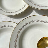 6 opaque porcelain soup plates from Digoin, "Suzy" model