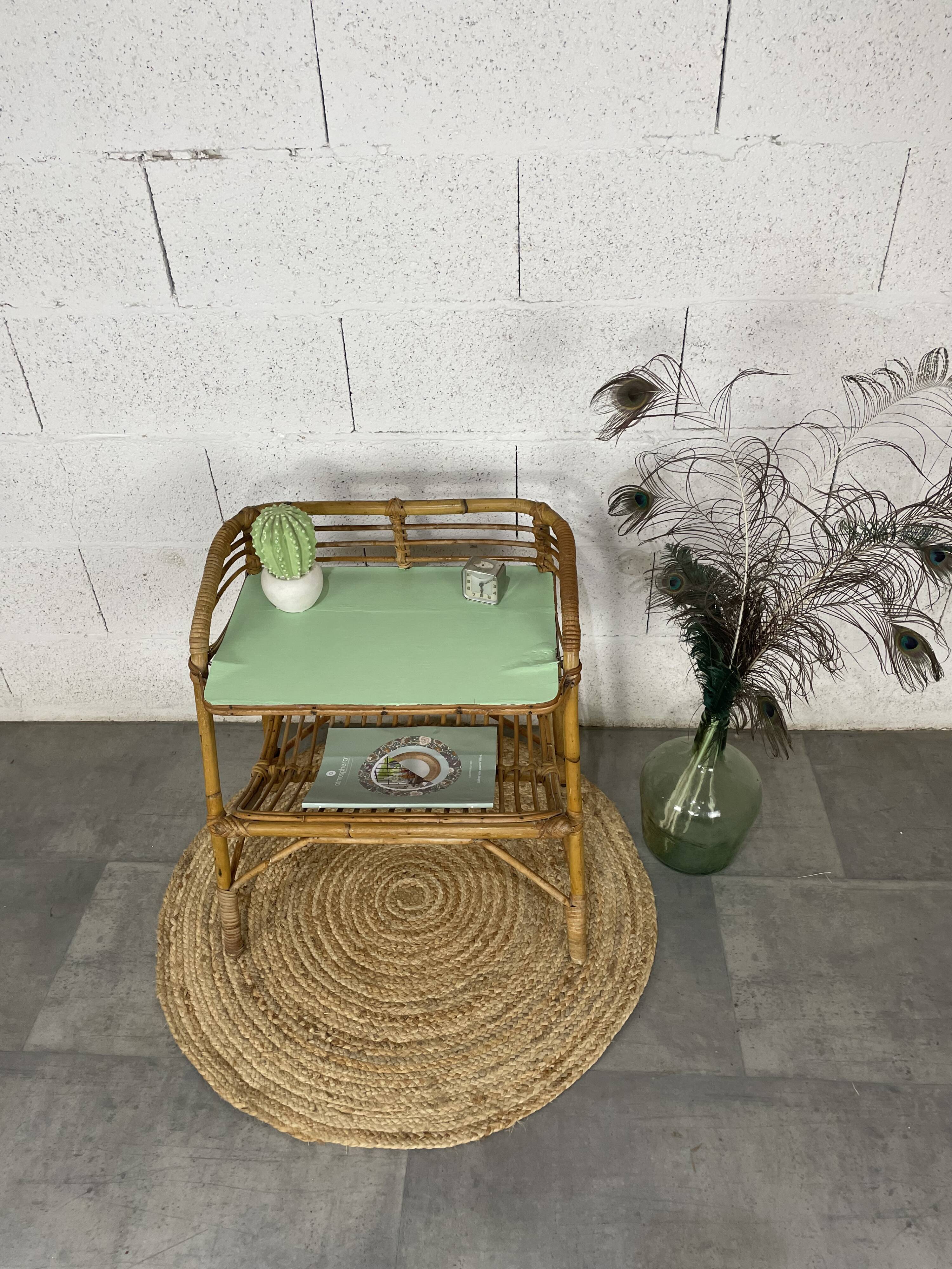 Vintage rattan bedside table