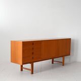 Scandinavian vintage oak sideboard with drawers and doors