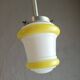 suspension  opaline blanche et jaune | space age - art déco 1950