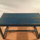 Table de cantine militaire en bois bleu