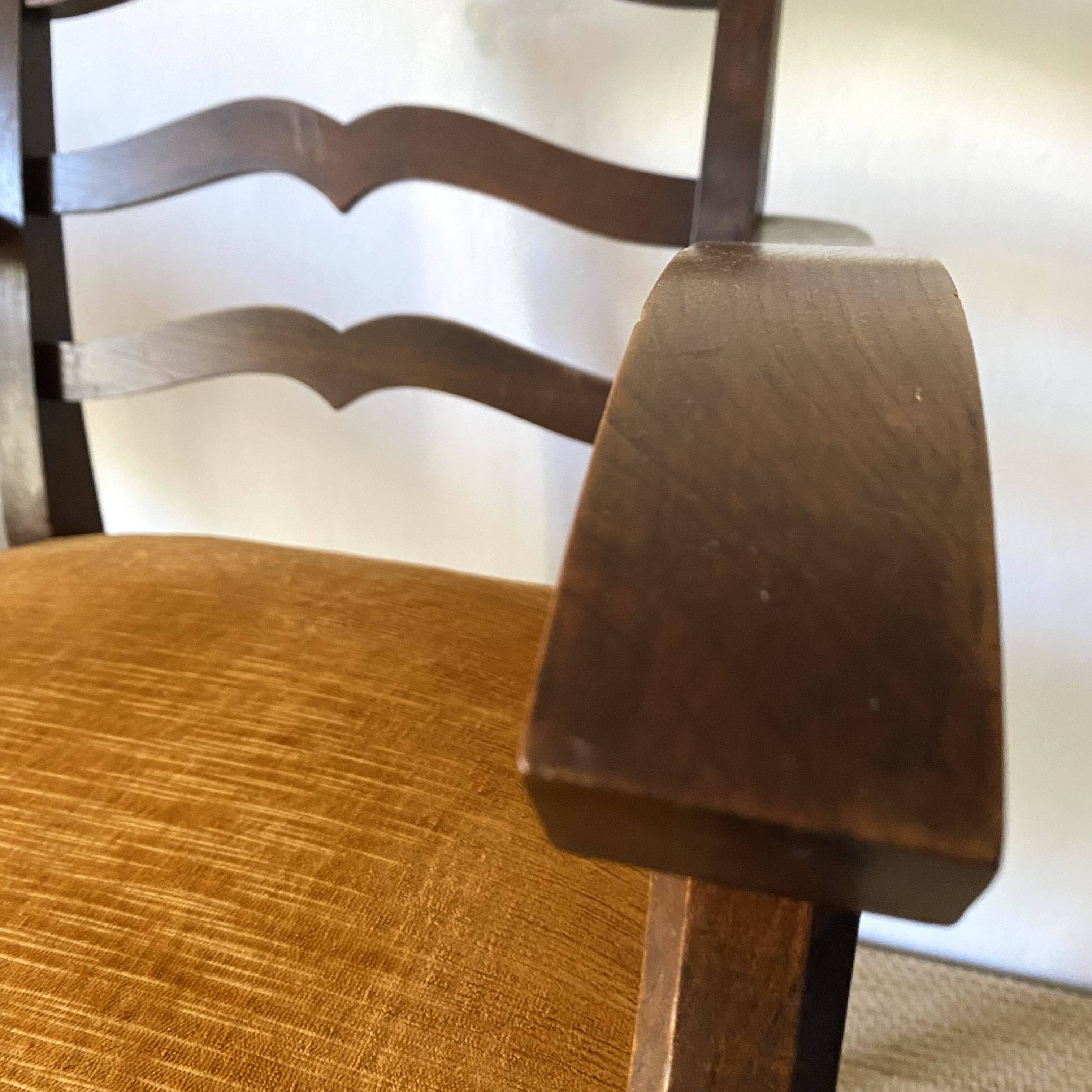 Pair of wooden and velvet armchairs from the 30s and 40s