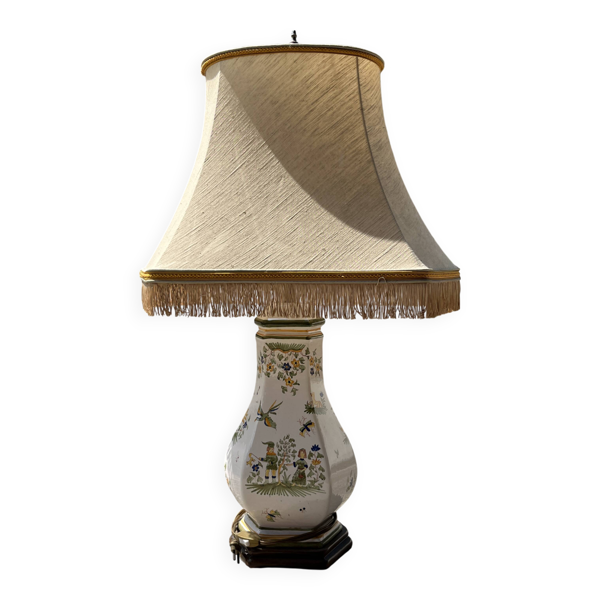 Earthenware lamp from Moustiers – polychrome decoration