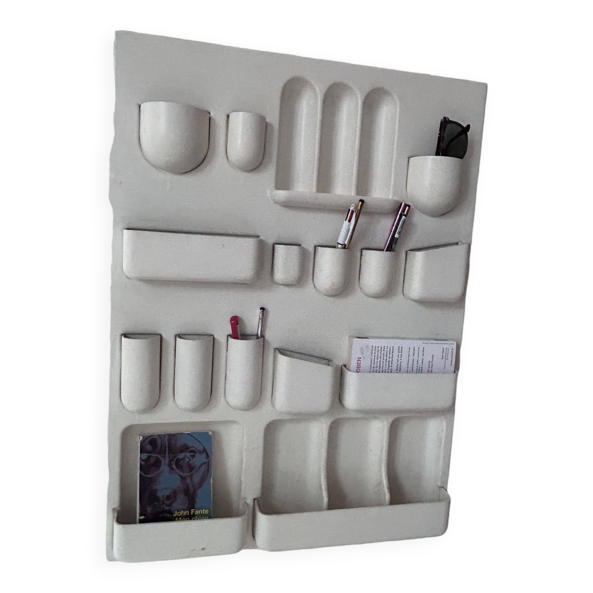 Vintage wall storage system in matte white ABS, Italy 1970s.