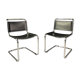 Paire de chaises S33 cuir noir et chrome