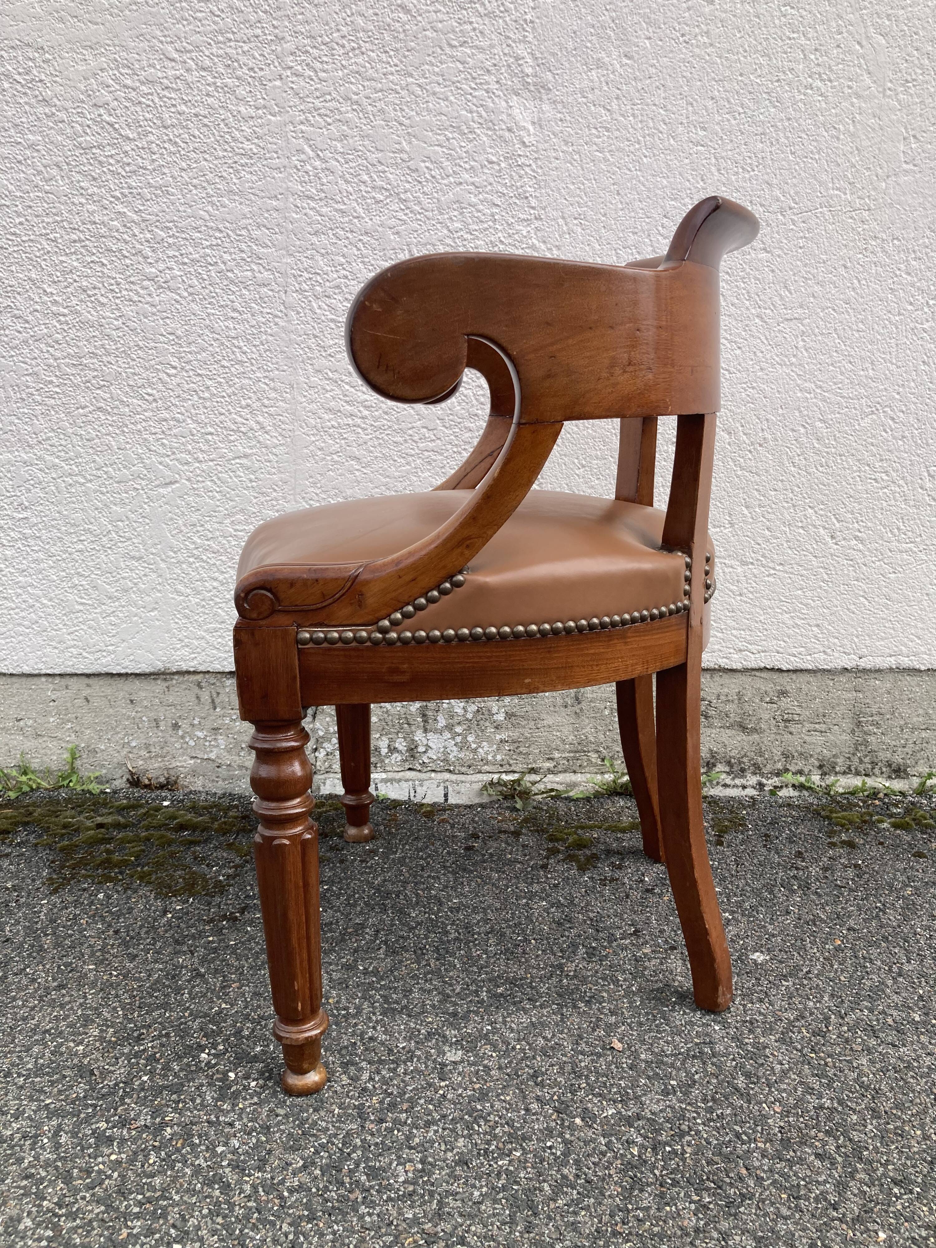 19th-century mahogany office chair