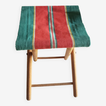 Small folding seat for children in wood and canvas
