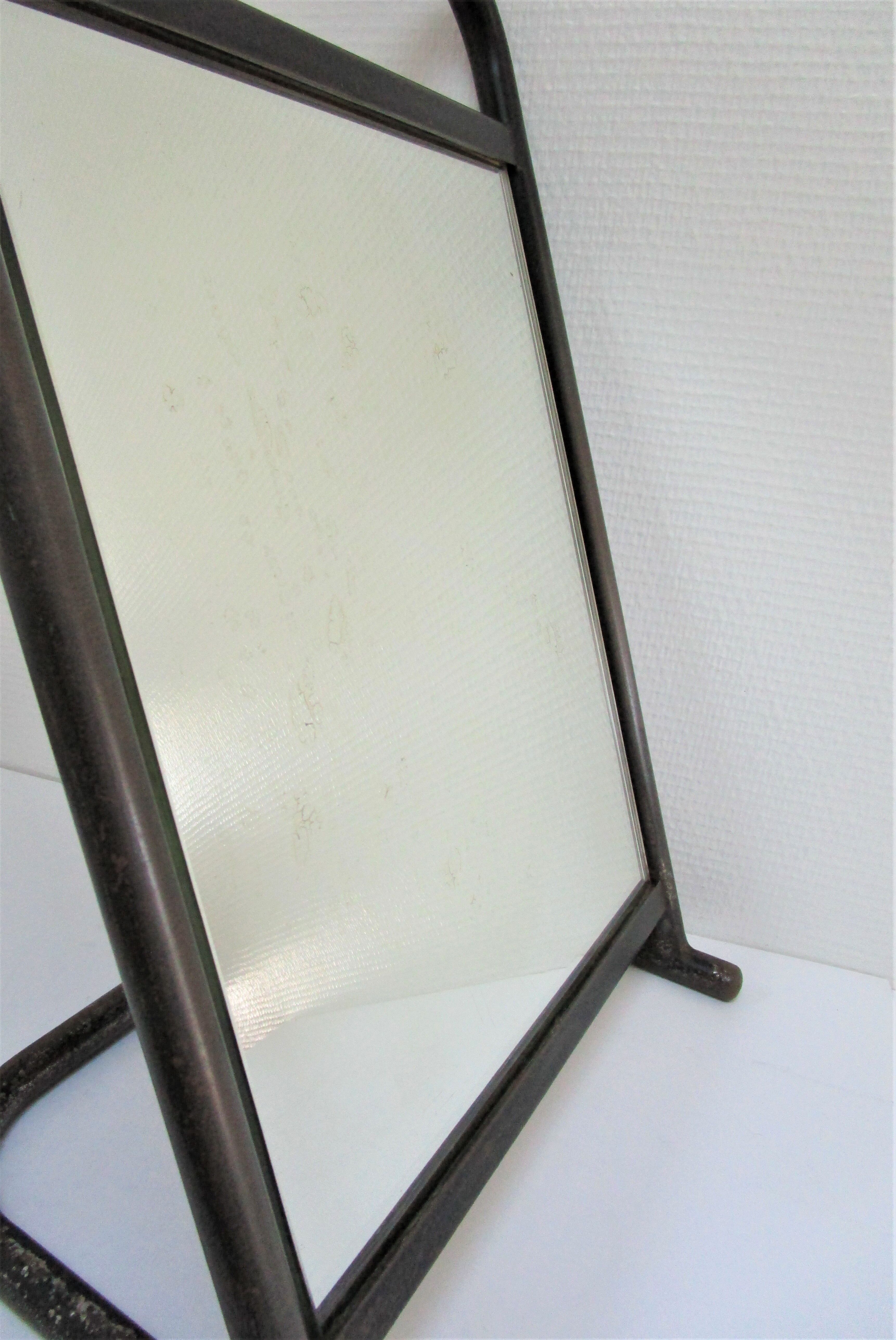 Vintage patinated metal shoe mirror