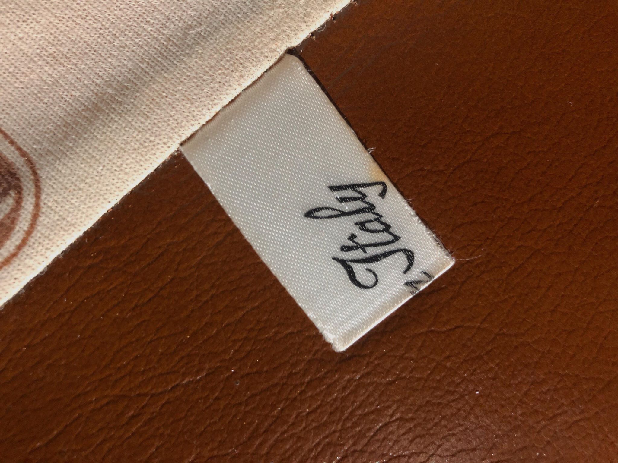 Pair camel leather armchairs