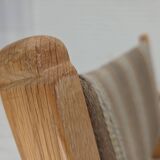 1970s, pair of Scandinavian armchairs, furniture wool, solid oak wood.