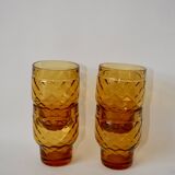 Set of 4 Pernod amber glasses from the 70s