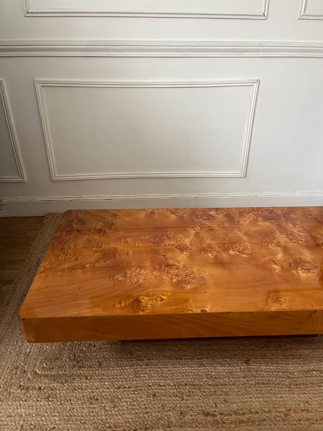 Rochebobois elm burl coffee table, 1970s