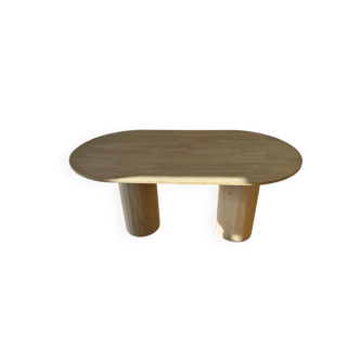Table à manger ovale en travertin 160 x 90 x 75 pieds lisses