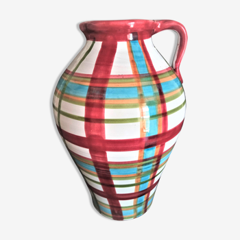 Vase moderniste en forme de cruche en grès peint à la main