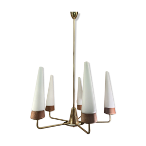 Lustre en teck, laiton - autriche