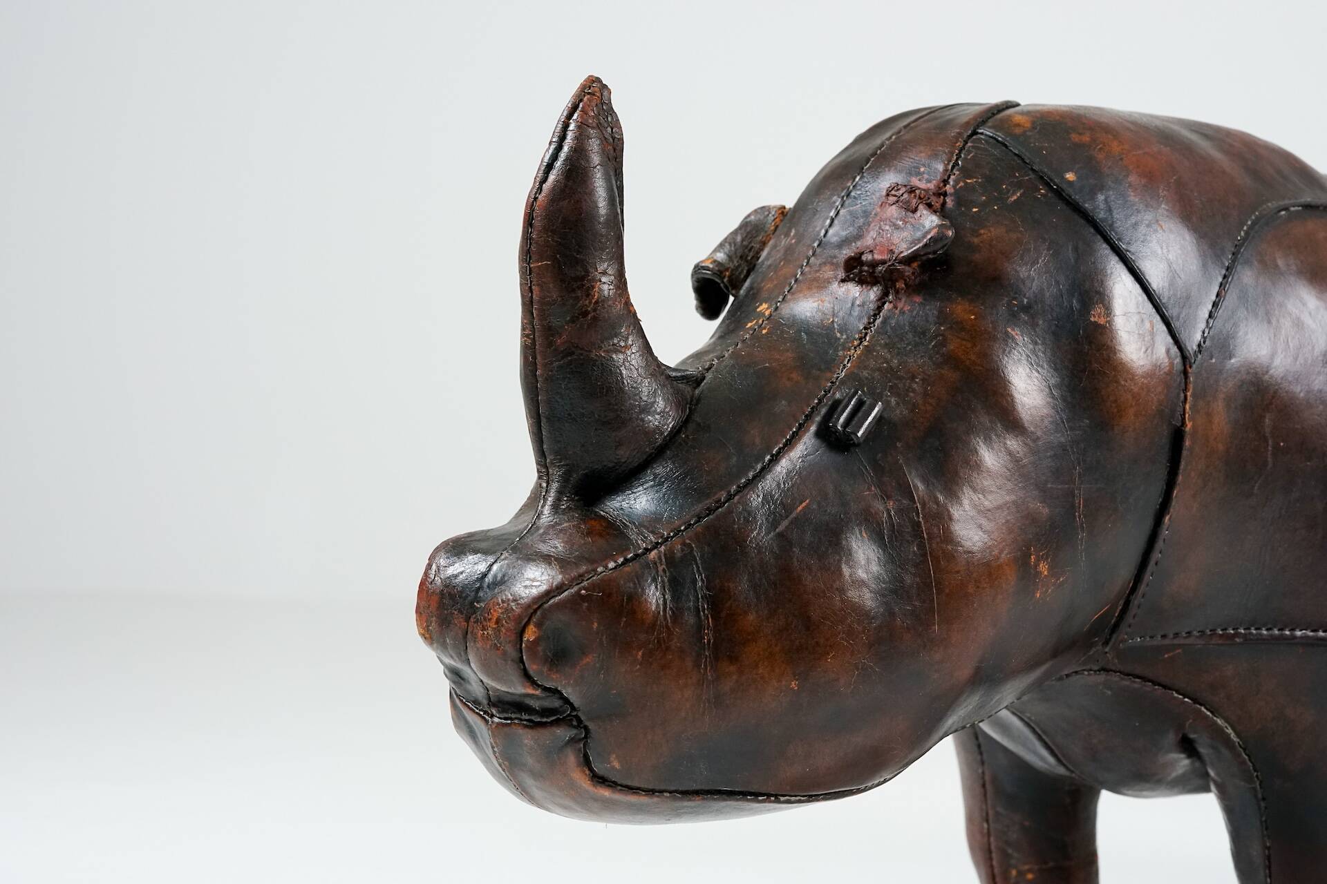 Rhinoceros Leather Footstool by Dimitri Omersa