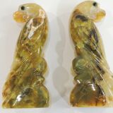 Paire Perroquets Serre-Livres onyx / vintage/Presse-Papiers/Figurine Animal Oiseaux