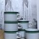Lot 6 tasses en porcelaine blanc rayure vert