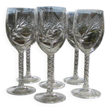 6 crystal water glasses from ARQUES. Epi Fleury model.