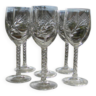 6 crystal water glasses from ARQUES. Epi Fleury model.