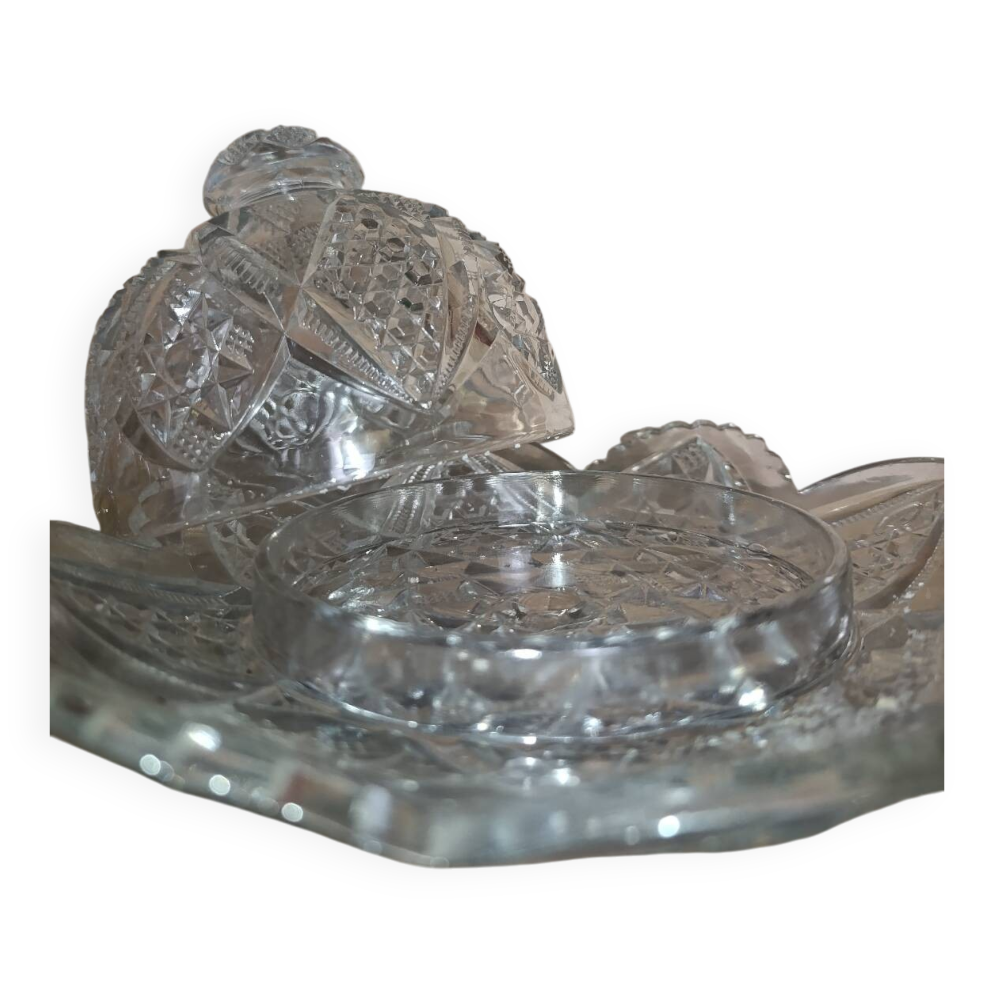 Antique cut glass butter dish – Luxury & elegance of the dining table art