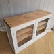 Beige glass and wood sideboard