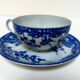 tea cup and Japanese saucer in blue and white porcelain