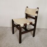 Series of 4 wooden and leather chairs