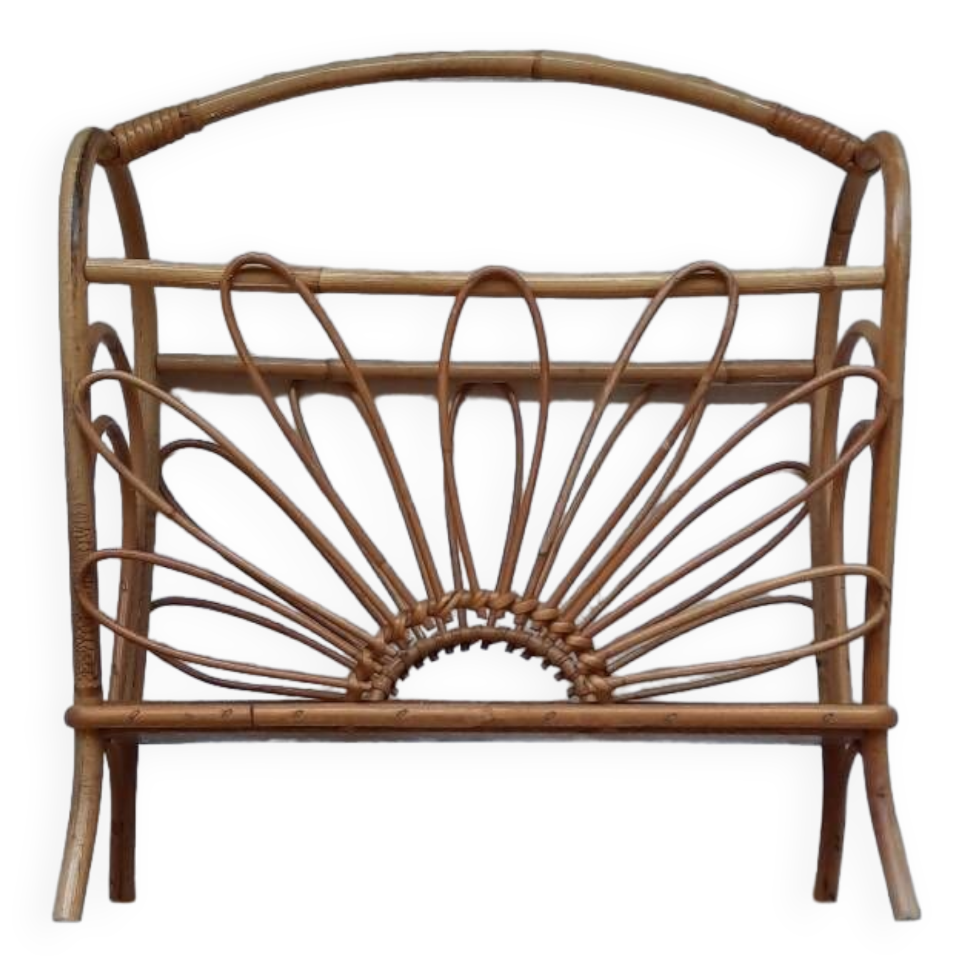 Vintage rattan magazine holder