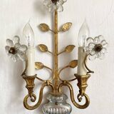 Murano glass flower and foliage wall light Baguès