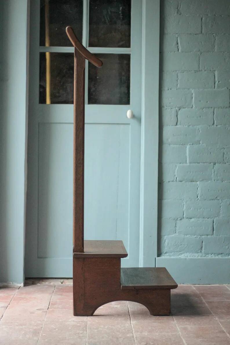Wooden step stool for vintage library, stepladder, furniture for library, decor